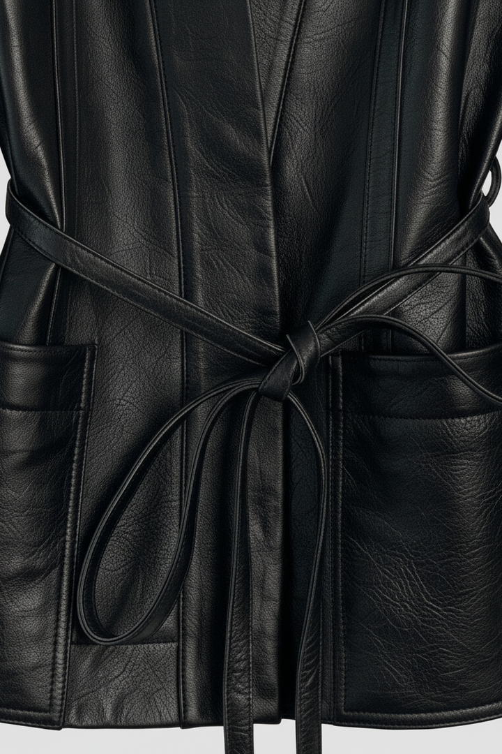 PARKER - Belted Leather J - leather belt, buckle, close-up detail