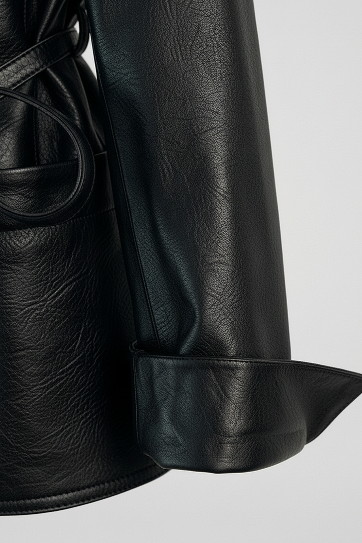 PARKER - Belted Leather J - sleeve cuff detail, leather texture, stitching