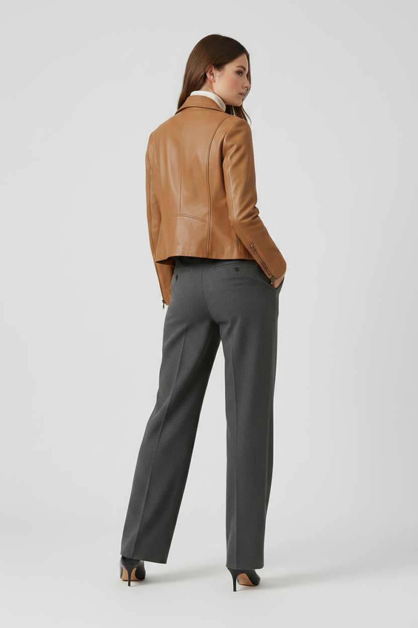 PAULETTE - MOTO LEATHER J - black leather, sleek minimalist