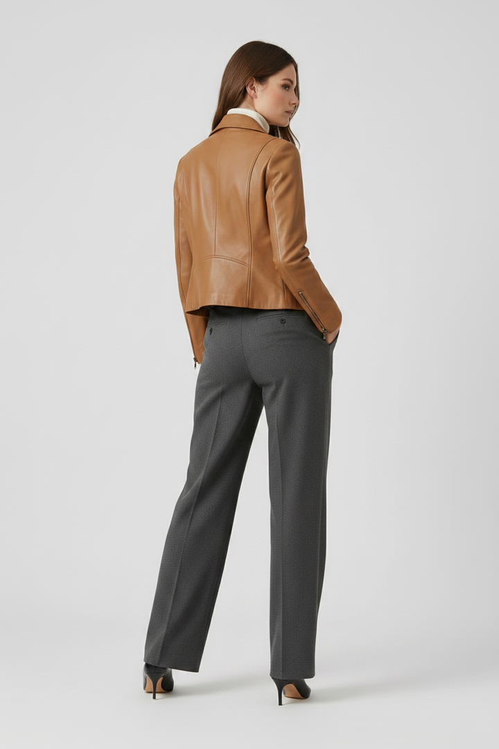 PAULETTE - MOTO LEATHER J - black leather, sleek minimalist