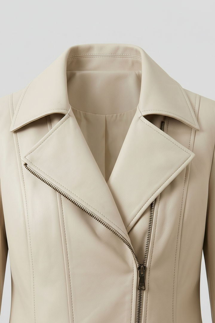 PAULETTE - MOTO LEATHER J - leather, collar detail, stitching, luxury