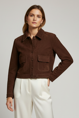 PAYTONE - Cropped Goat Suede Leather Jacket