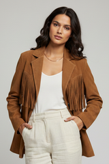 PEYTON - Tassel Suede Leather Blazer