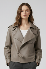 PIPPA - Bubble Sheepskin Leather Biker Jacket