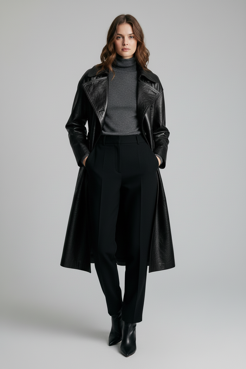 PRESCOTT - Belted Cowhide - black jacket, quiet luxury, studio