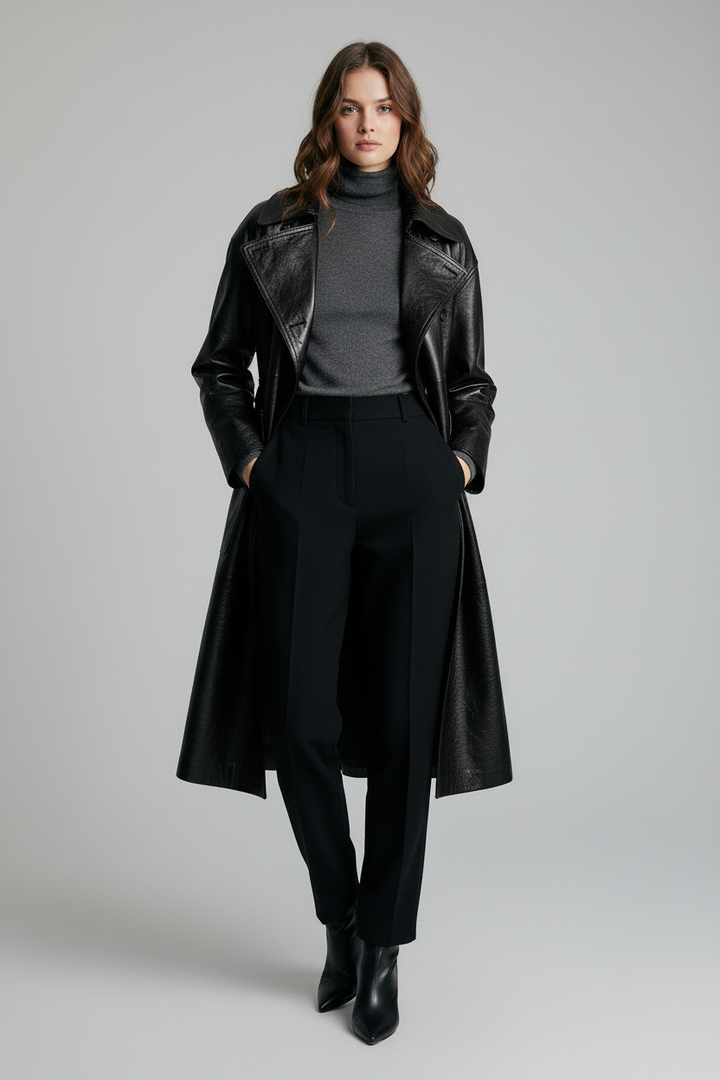 PRESCOTT - Belted Cowhide - black jacket, quiet luxury, studio