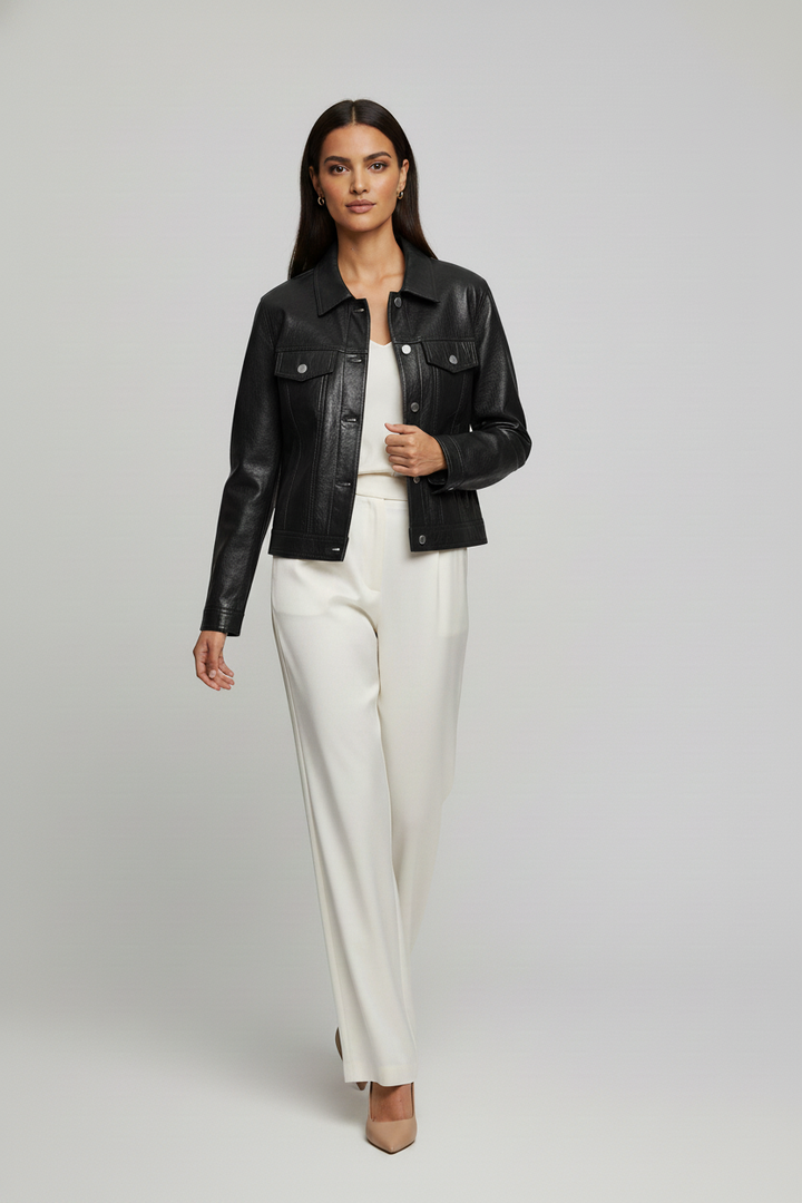 QUINN - Cropped Cowhide L - black, cropped, cowhide, luxury