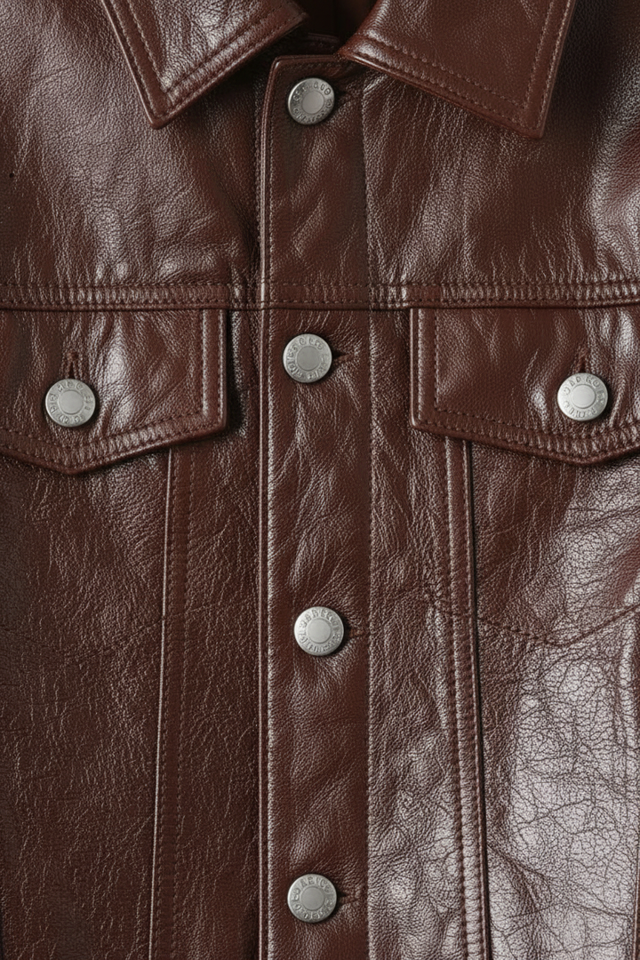 QUINN - Cropped Cowhide Leather - buttons zipper stitching detail