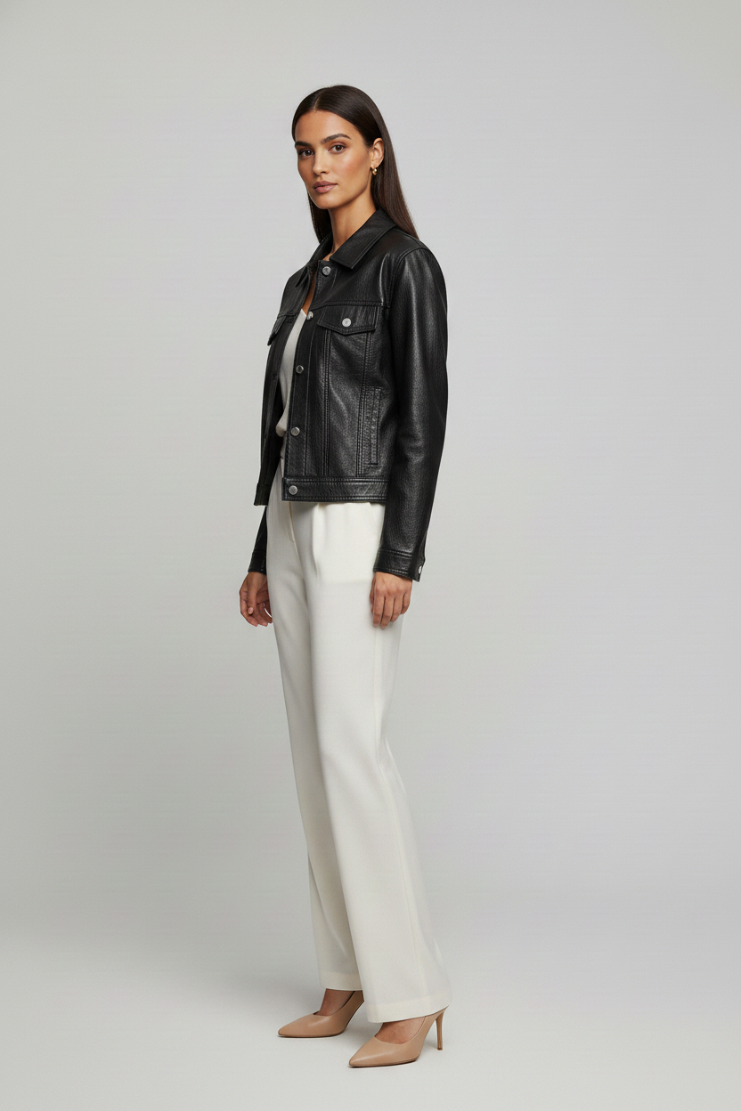 QUINN - Cropped Cowhide L - leather luxury jacket