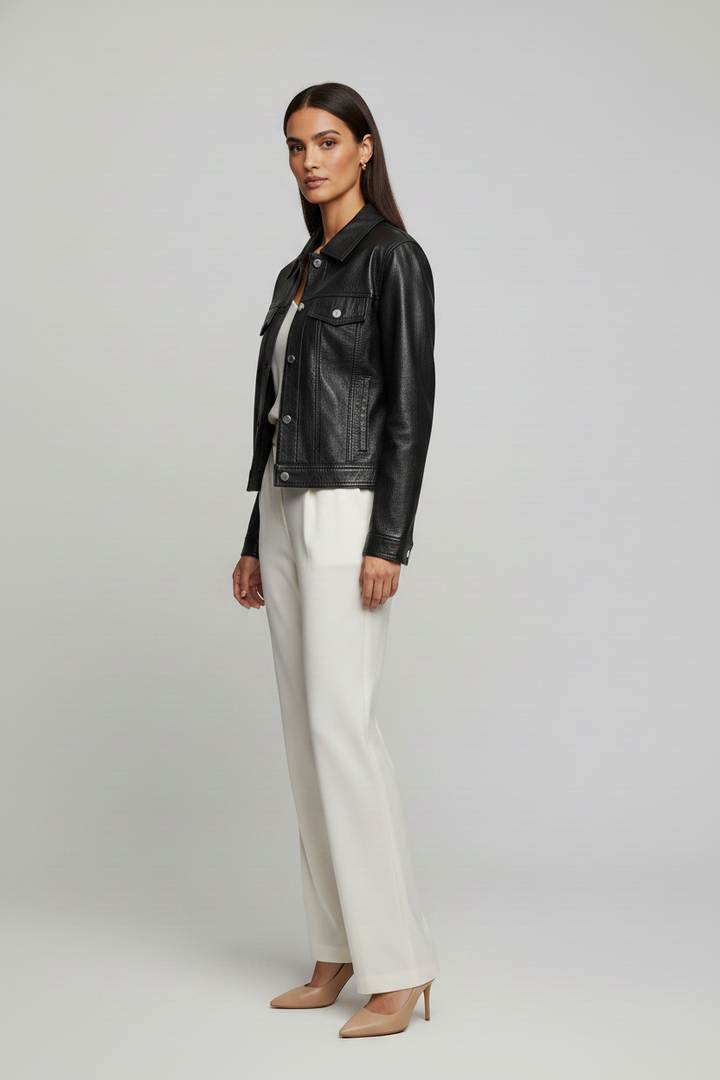 QUINN - Cropped Cowhide L - leather luxury jacket