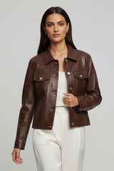 QUINN - Cropped Cowhide Leather Jacket