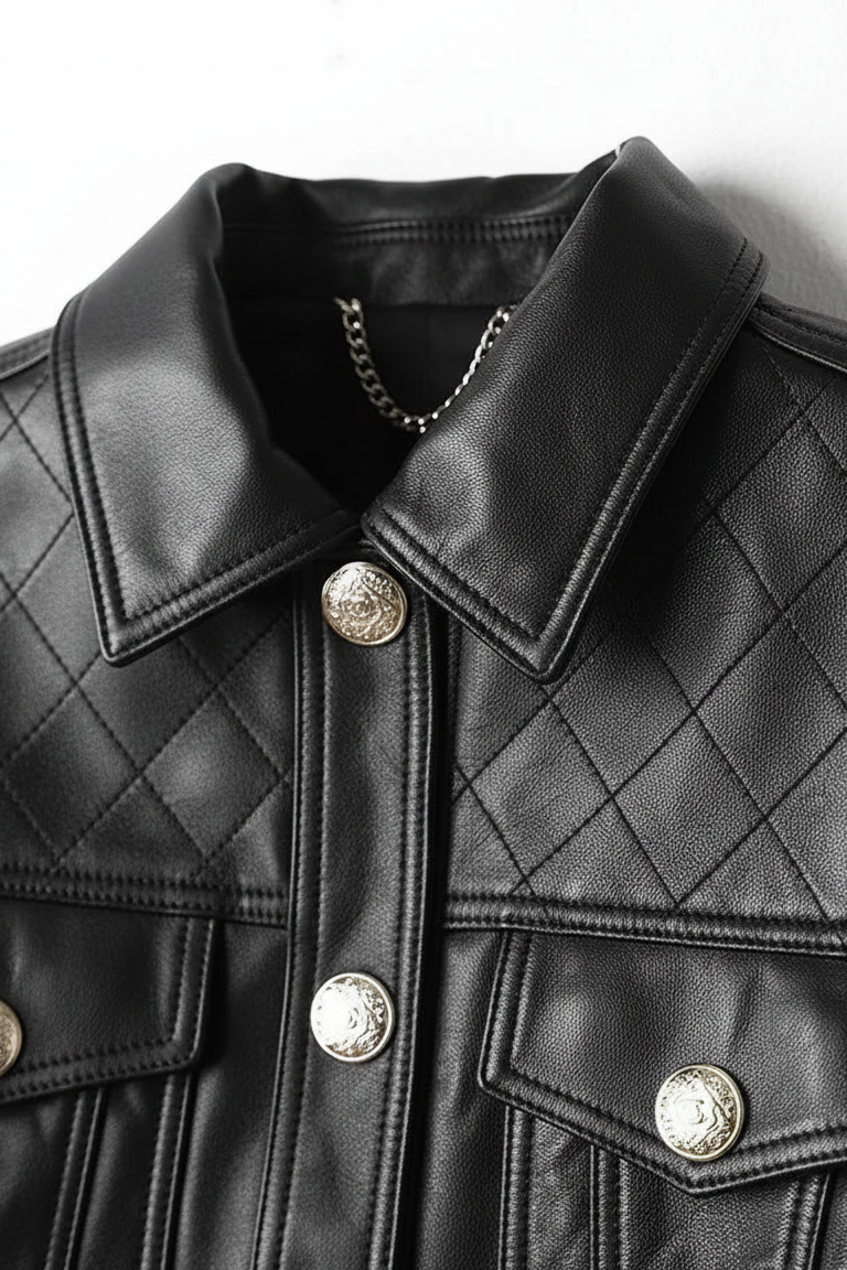 REAGAN - Vegetable-Tanned - Collar detail, luxury stitching, material texture