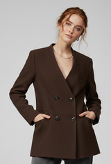 ROWAN - Double-Breasted Suede Leather Blazer