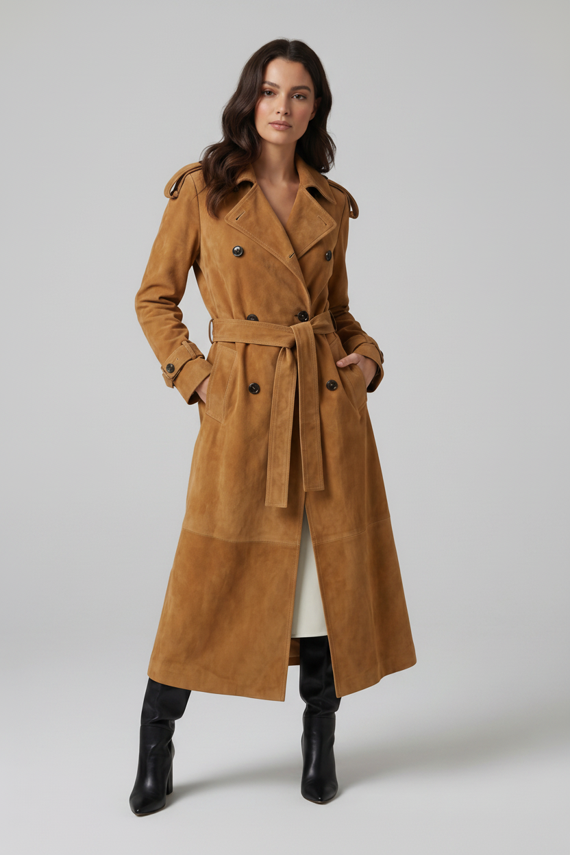 SAGE – Belted Suede Leath - quiet luxury elegance
