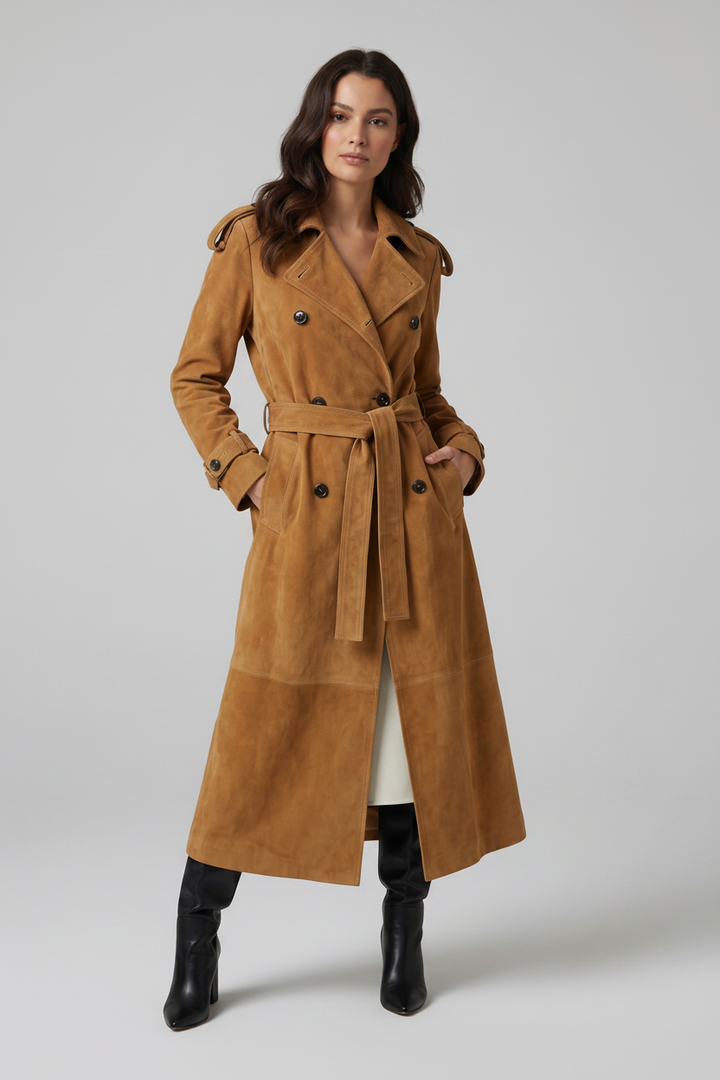 SAGE – Belted Suede Leath - quiet luxury elegance