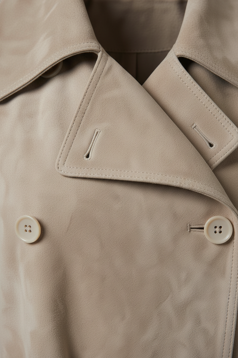 SAGE – Belted Suede Leath - suede, collar, texture, detail