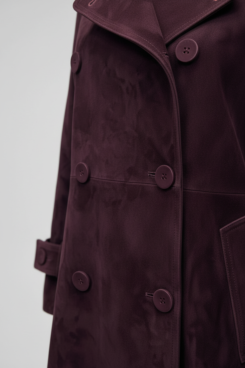 SAGE - Belted Suede Leather - suede belted jacket luxury, elegant pose