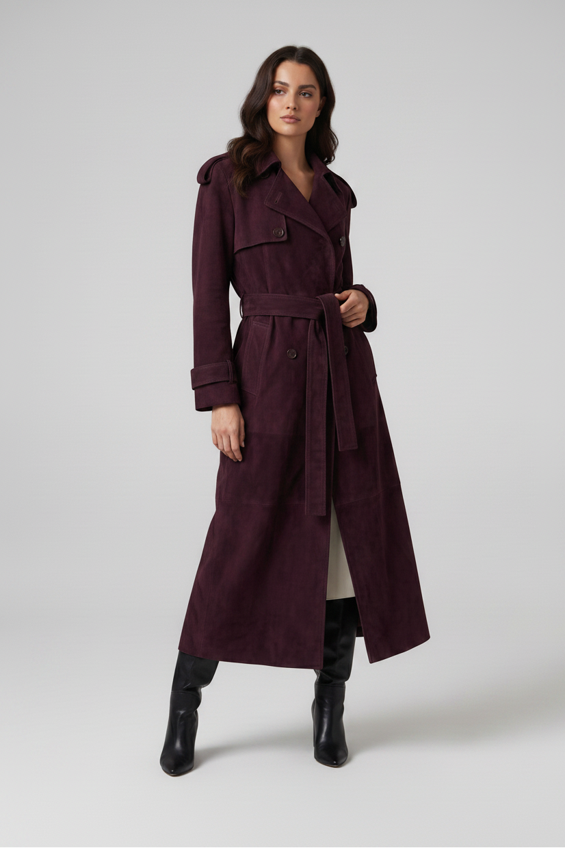 SAGE - Belted Suede Leather - belted suede elegant luxury, full body shot