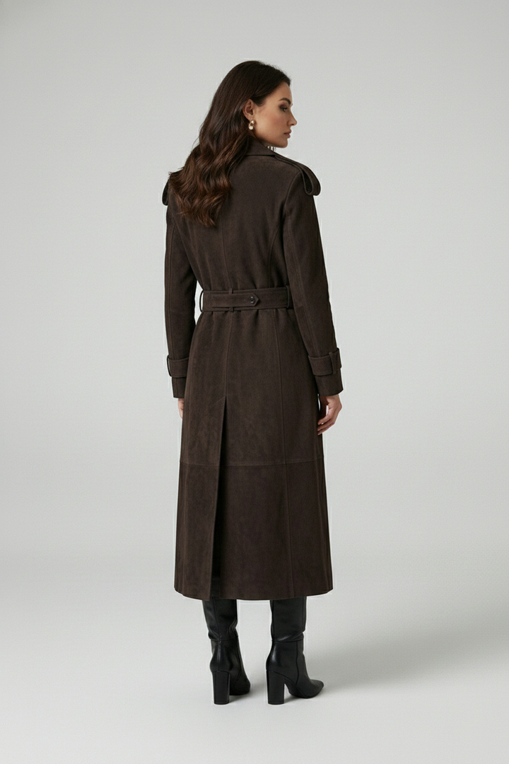 SAGE - Belted Suede Leather - leather detail, sleeve cuff, stitching
