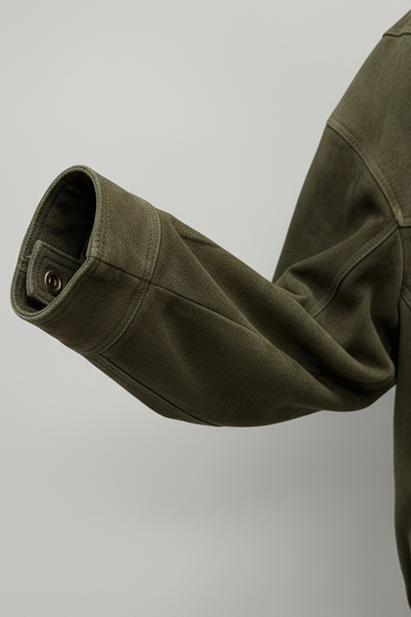 SLOANE olive suede leather bomber jacket women sleeve detail genuine suede bomber coat