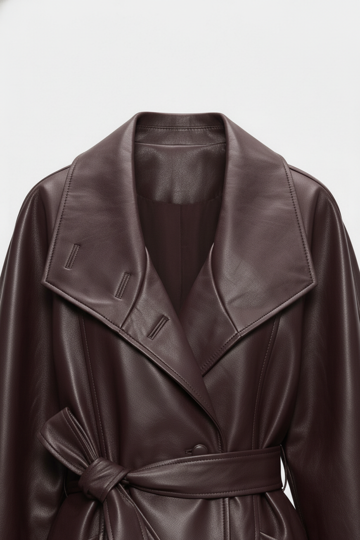 SOLANGE - Long Genuine Le - leather collar close-up