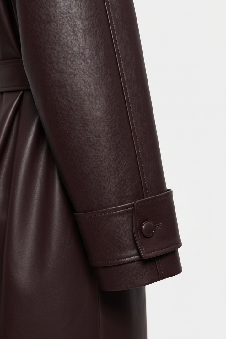 SOLANGE - Long Genuine Le - leather sleeve texture stitching