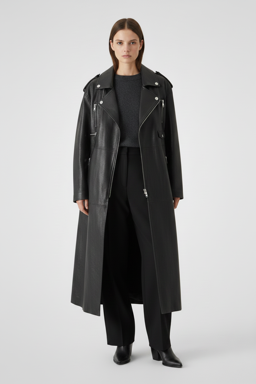 SOPHIE - Belted Long Vege - belted long quiet luxury, minimal product pose