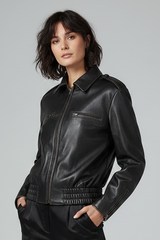 SYLVIE - Vintage Cowhide Moto Leather Jacket