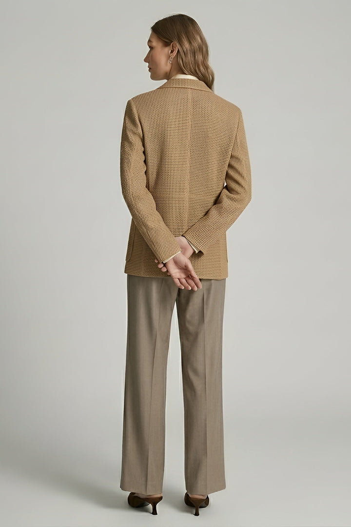 TATUM suede leather blazer women beige back view structured blazer