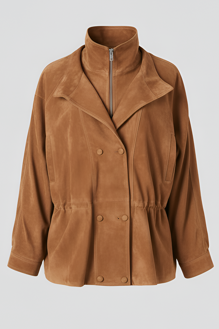 tessa-stand-collar-sheepskin-suede-bomber-jacket-camel-front