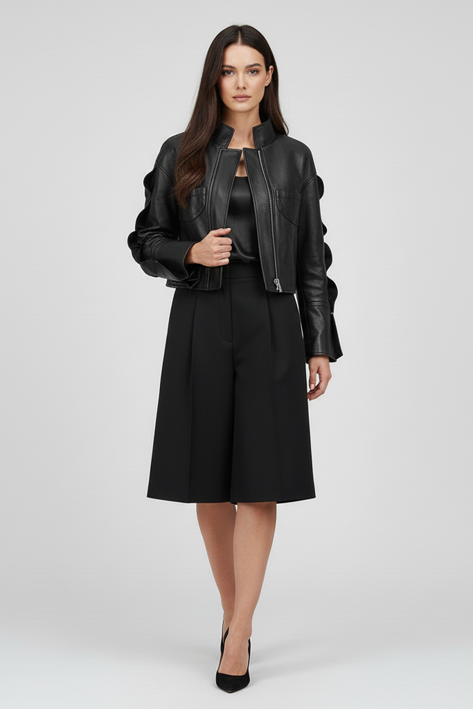 TINSLEY - Wavy Sleeve She - confident model flowing coat studio quiet luxury