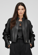 TINSLEY - Wavy Sleeve Sheepskin Leather Jacket