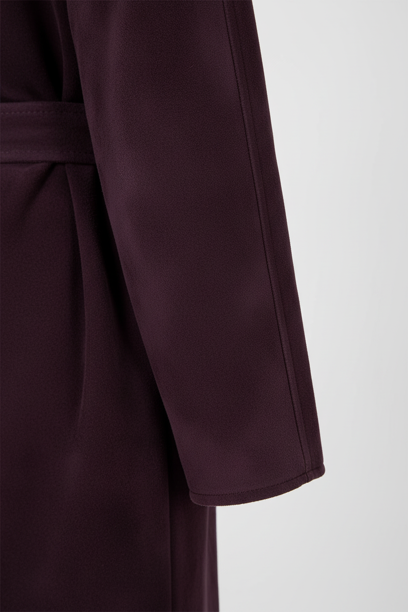 VALENTINE - Long V-Neck Suede - luxury sleeve cuff, fabric texture, stitching