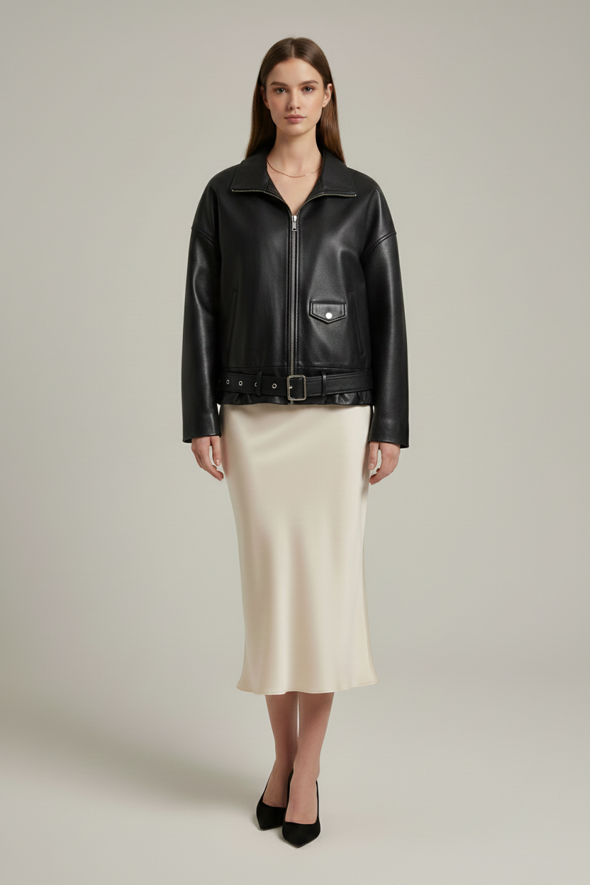 VALERIE - OVERSIZED PLEAT - black oversized luxury, clean full body shot