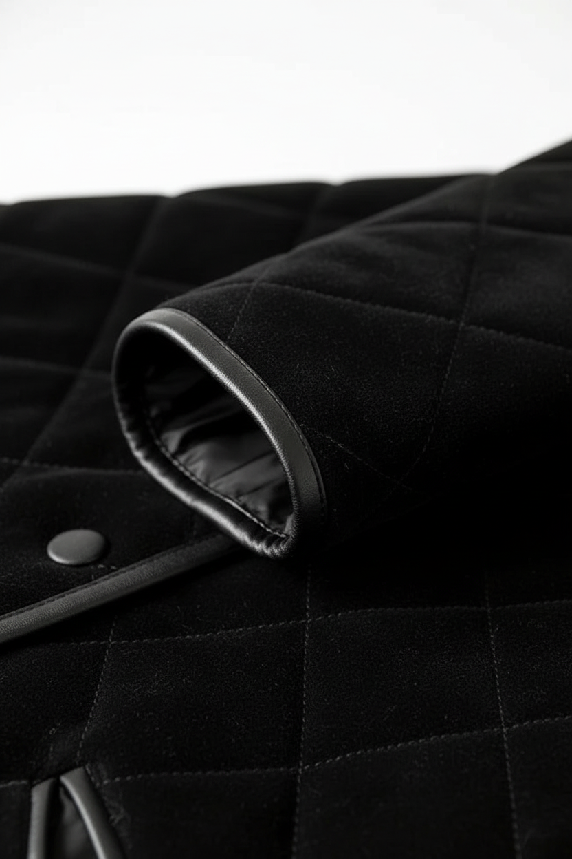VANELIA – Luxury Goat Leather - Quilted black velvet, faux leather trim