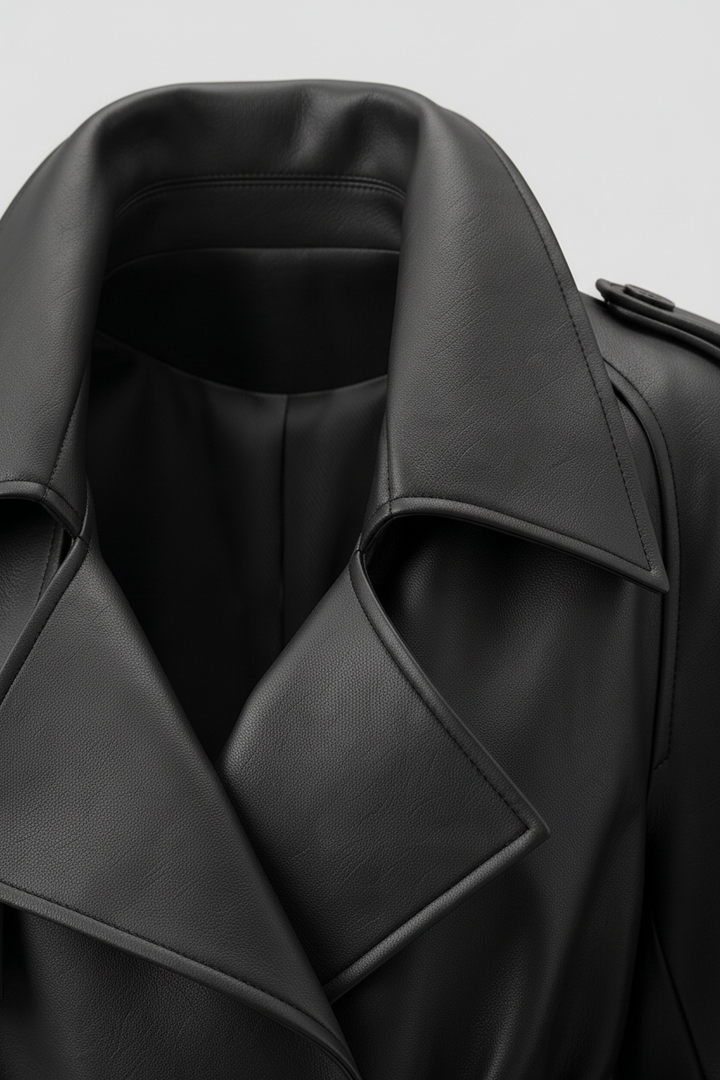 VERONIQUE - Belted Leather Jacket - refined leather buckle