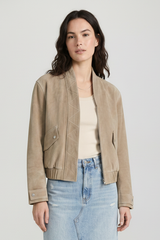 VIVIENNE - Elegant Pocketed Short Suede Jacket