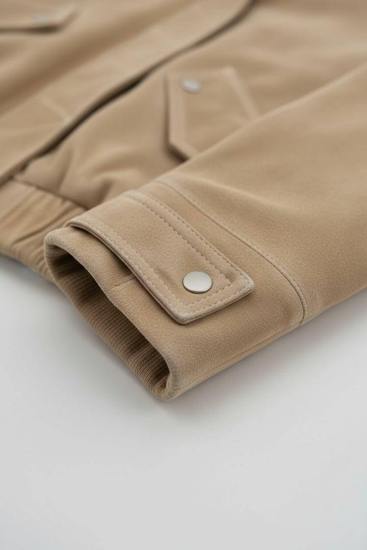VIVIENNE - Elegant Pocket - sleeve cuff, fabric texture, detailed stitching, luxury fashion