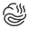 Black icon of a hot beverage with steam on a light gray background