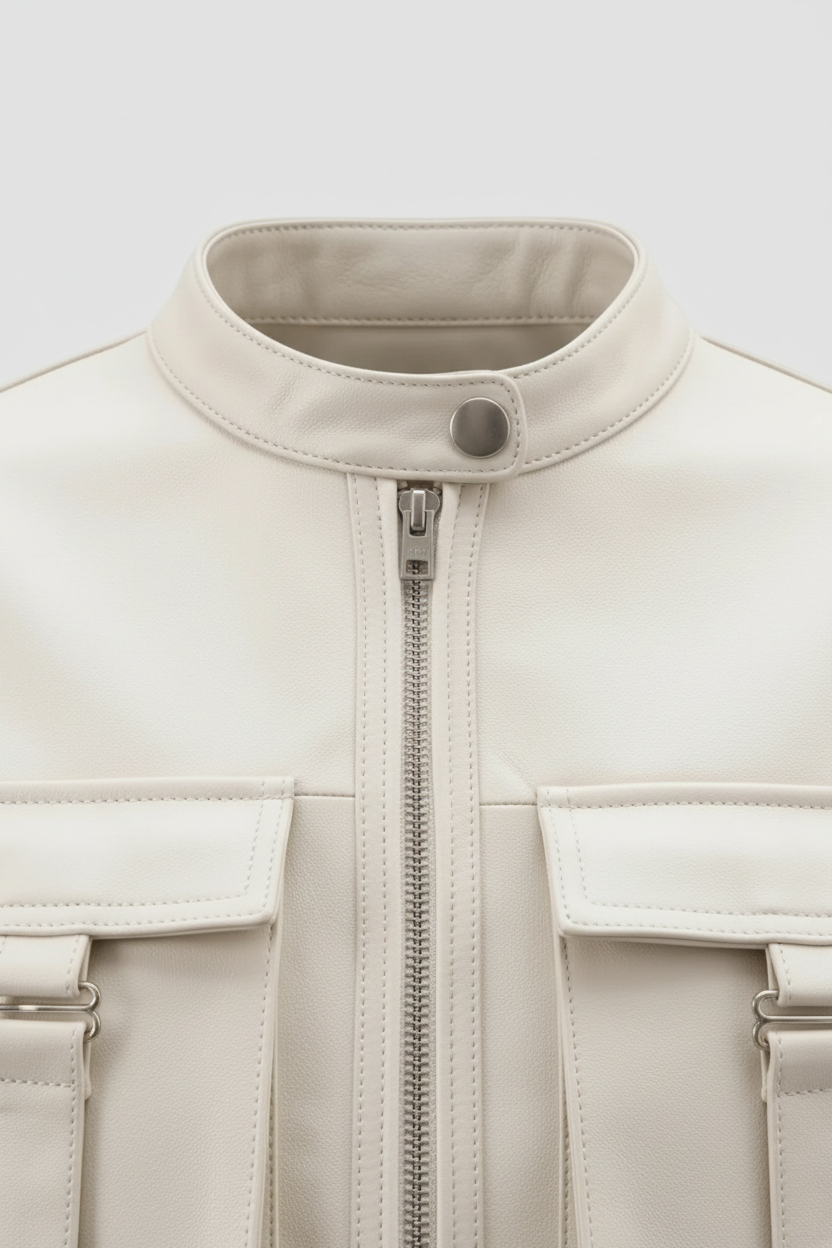 YVONNE - Luxury Short She - premium coat collar, detailed texture