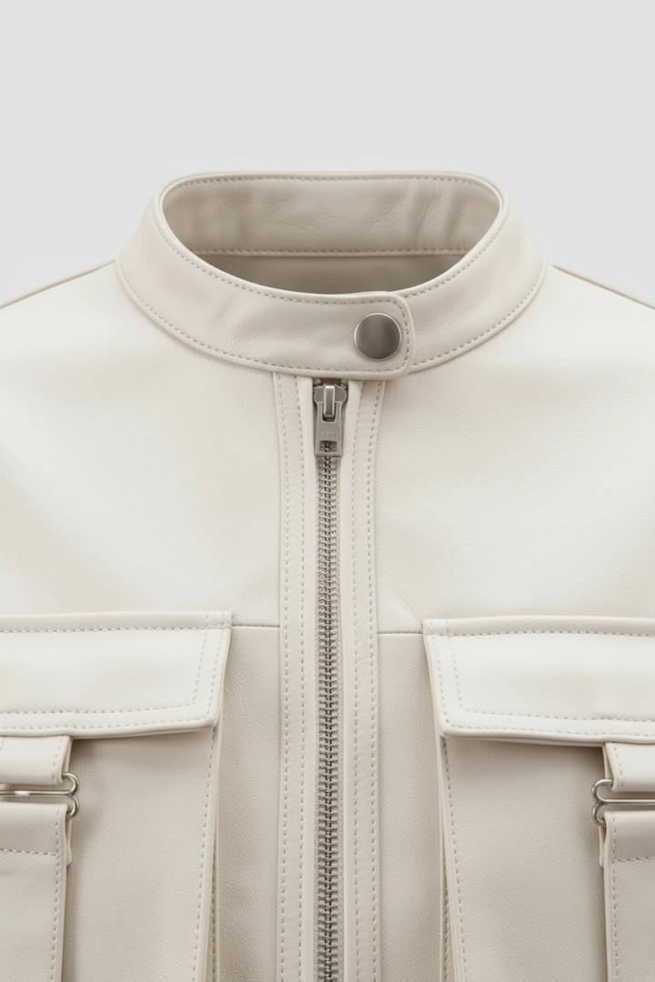 YVONNE - Luxury Short She - premium coat collar, detailed texture